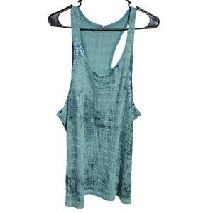 Blue Sequin Racerback Tank Top Womens Size Large Summer Casual Going Out
